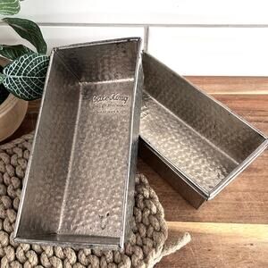 Vintage Bake King Folded Metal Small Loaf Bread Pans Set of 3 USA Textured 7.5"